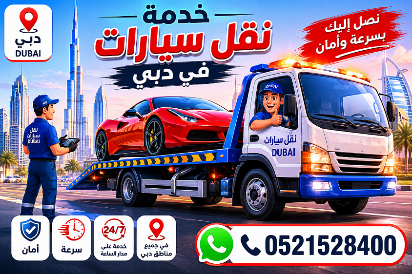 اريكفري دبي 24 ساعة لنقل وسحب السيارات المعطلة والفاخرة في جميع مناطق دبي والإمارات.